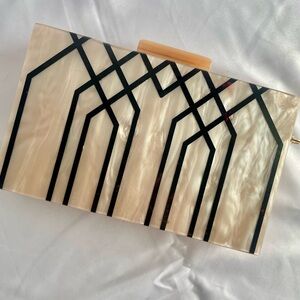 Art Deco Clutch with Black Geometric Design